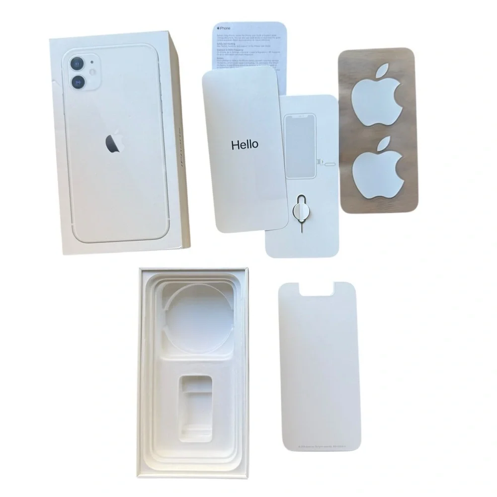 EMPTY BOX ONLY Apple iPhone 11 Genuine White 64GB Box Sticker Decal Pin